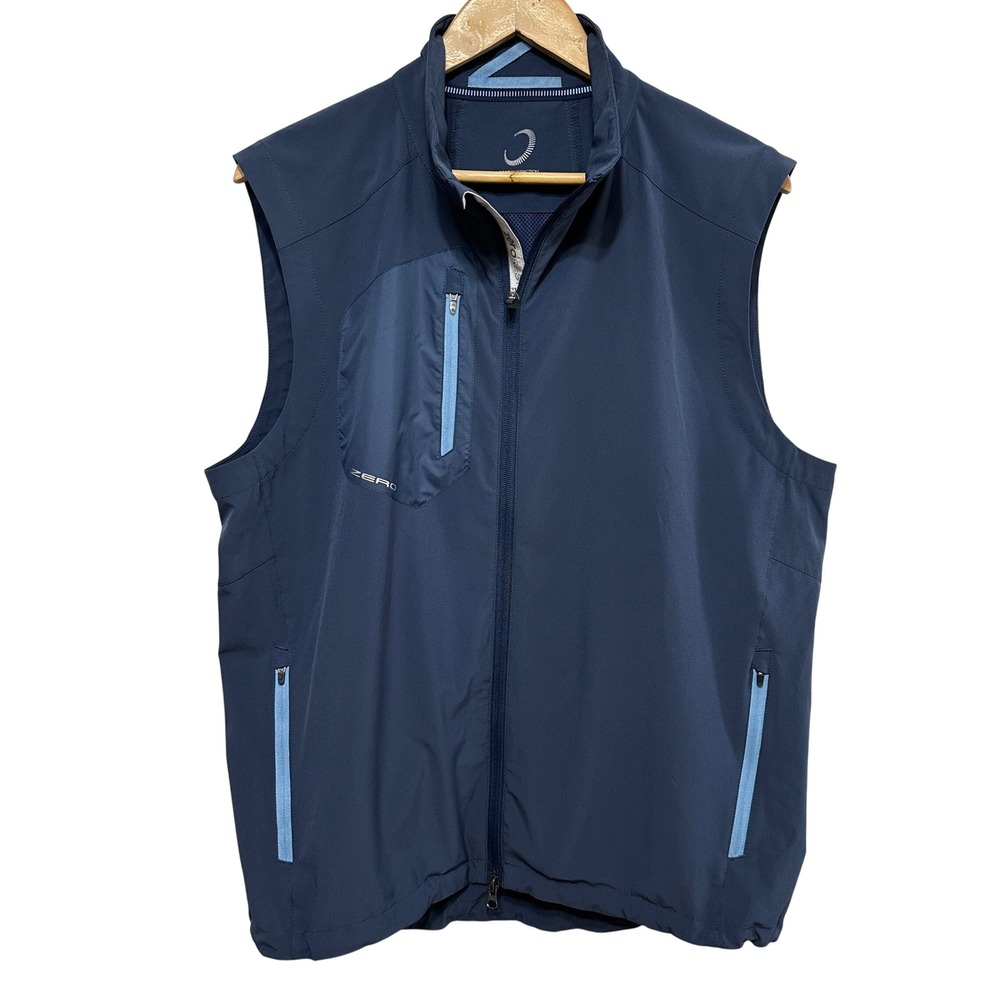 Zero Restriction Z700 Windproof Golf Vest Men Large Blue Performance Lightweight